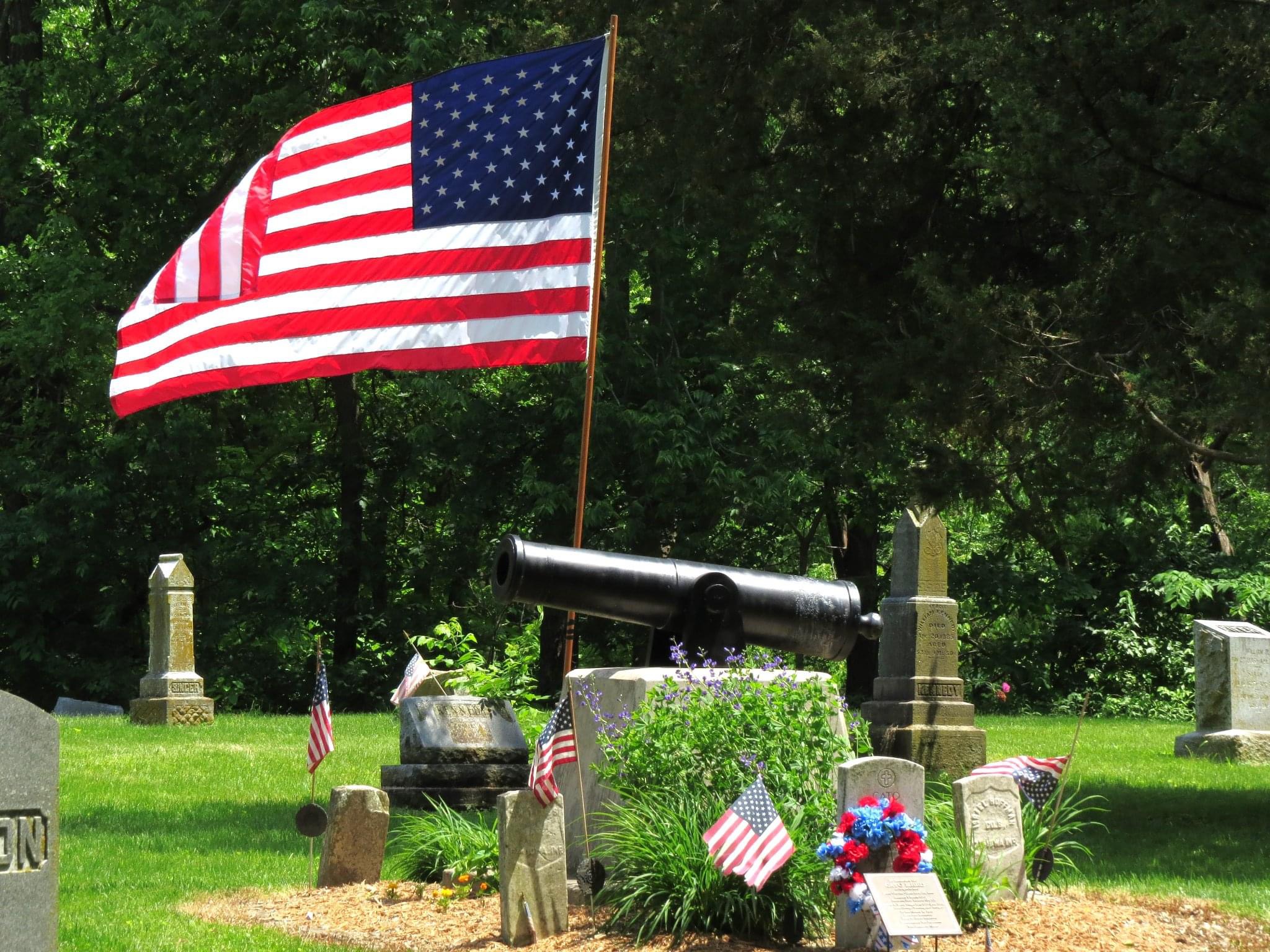 american flag in cemetery